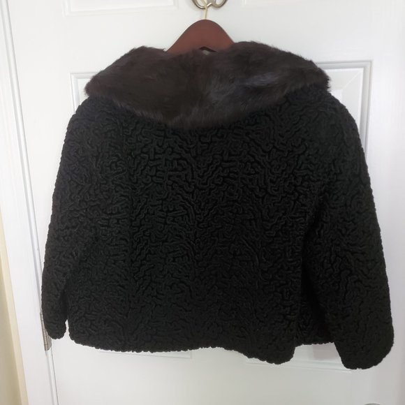 Faux Lamb and Rabbit Fur Black Evening Jacket - Picture 3 of 4